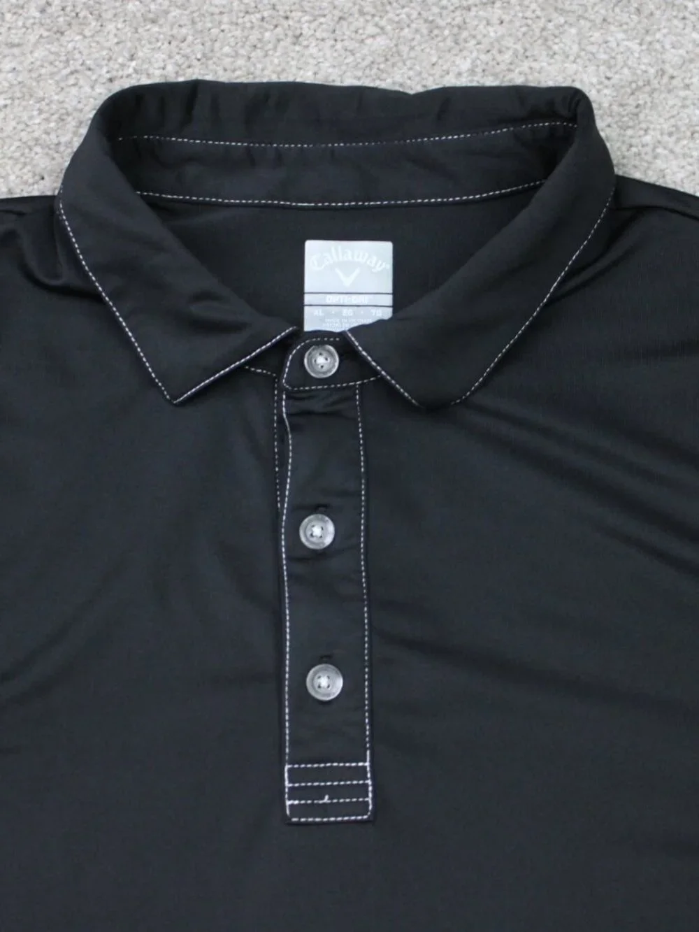 Callaway Polo Shirt Mens XL Black Opti-Dri Golf Polyester Stretch Short Sleeve